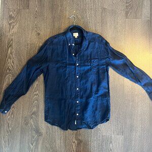 J Crew Navy Irish Linen Shirt